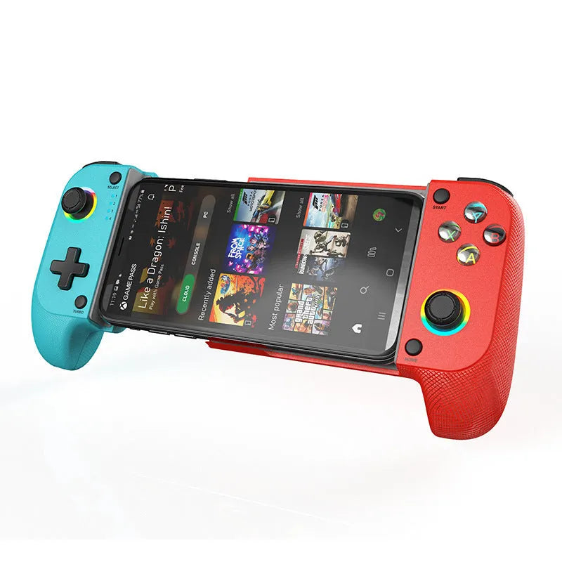 Bluetooth wireless game controller for mobile phones in black, red and blue, or white