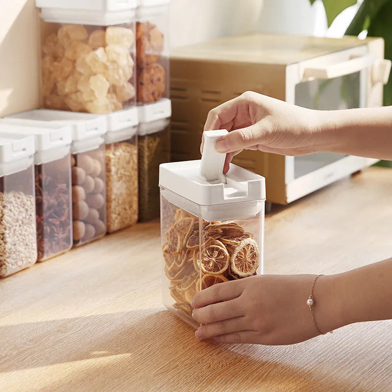 White transparent plastic storage container for grains with 400ml capacity
