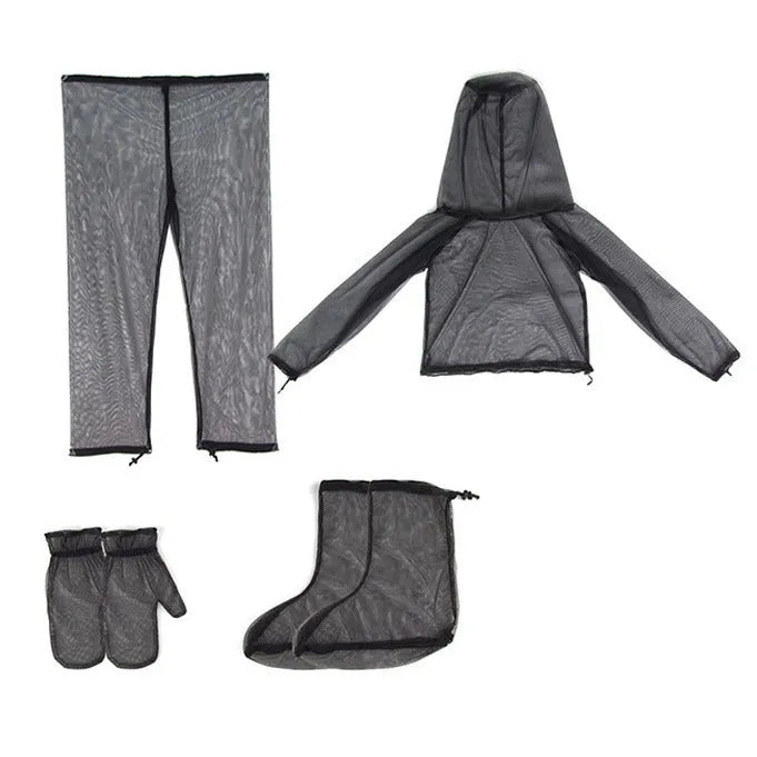 Anti mosquito suit with hood and pants in breathable mesh fabric for outdoor camping and hiking