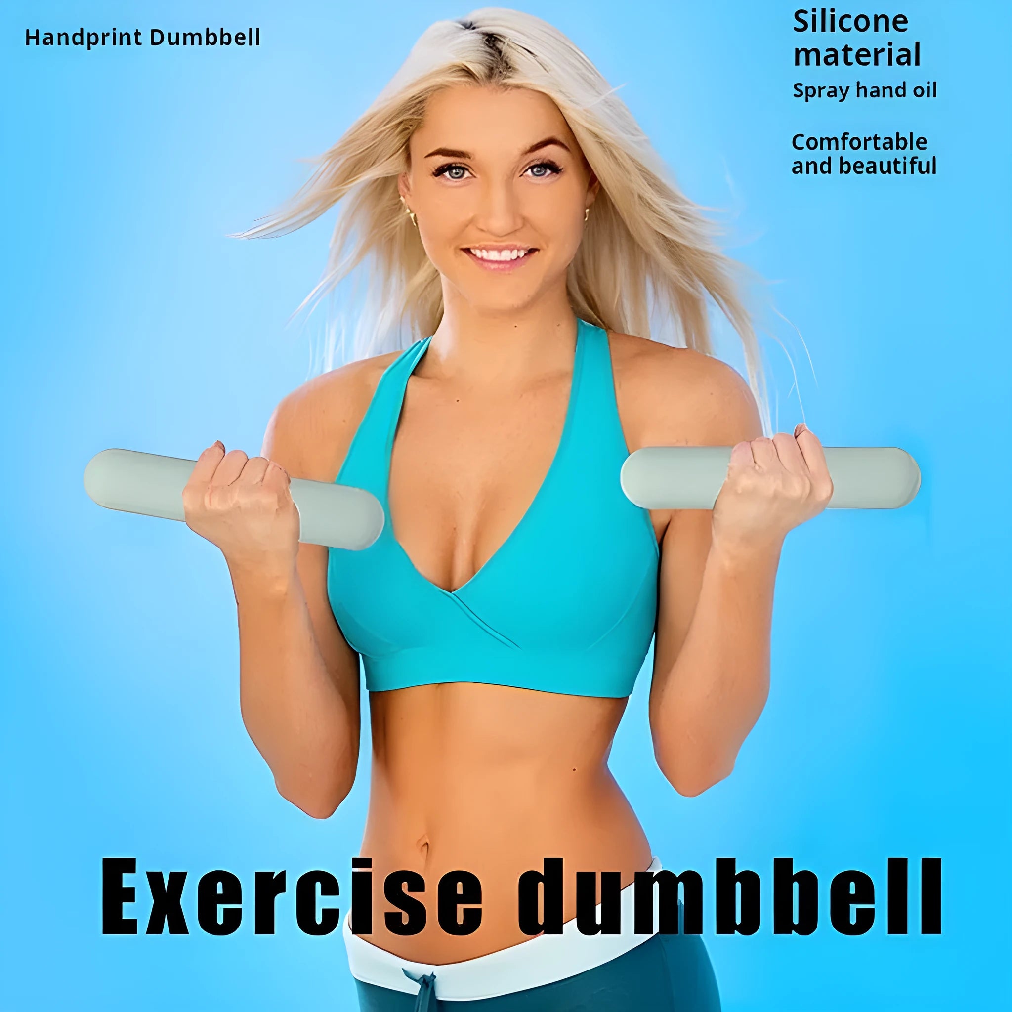Silicone-edged hand-drawn dumbbell stick for fitness in various colours and weights.