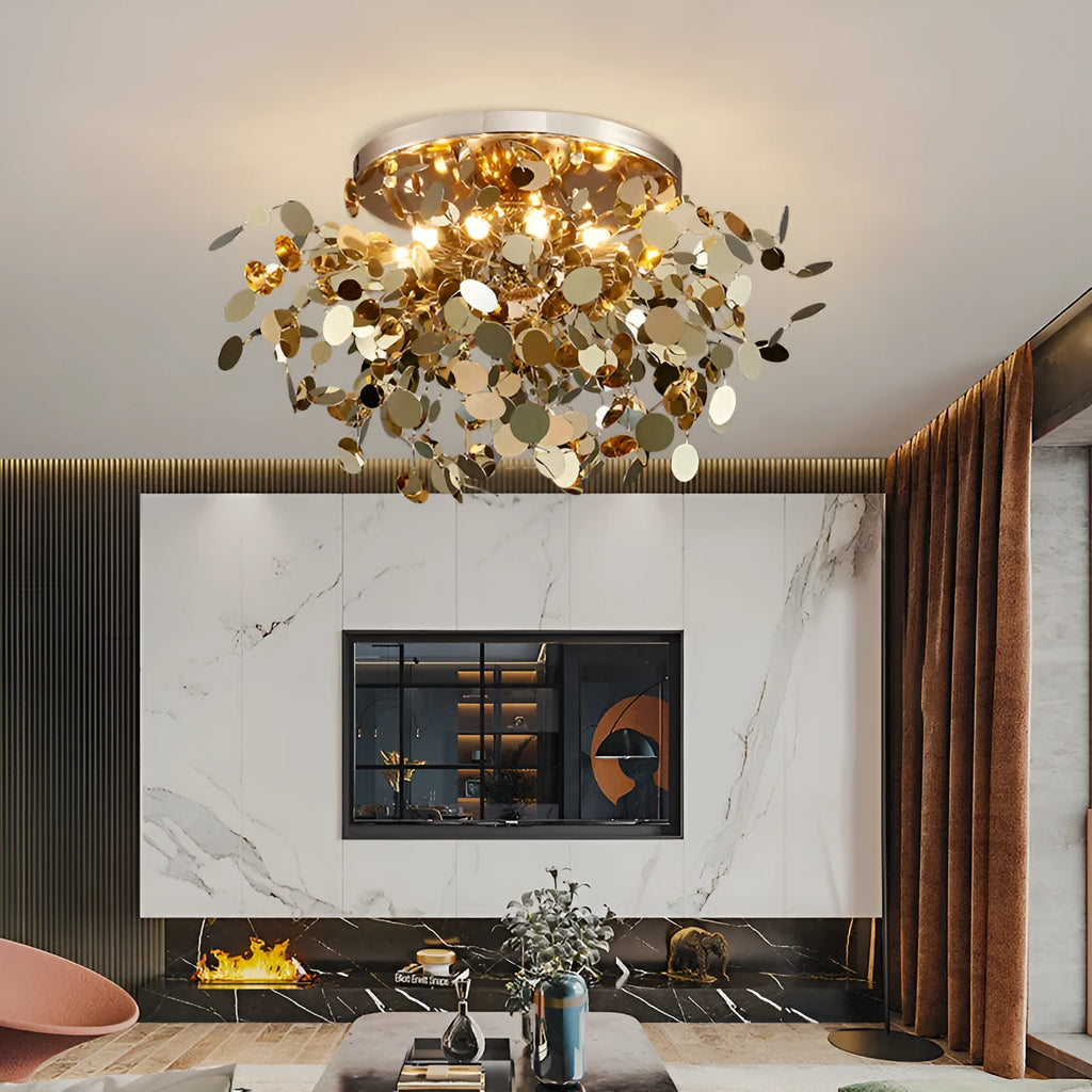 Stainless steel blade chandelier with eight G9 lights, model 8055C-8L, in D380 H450 size, for living room lighting