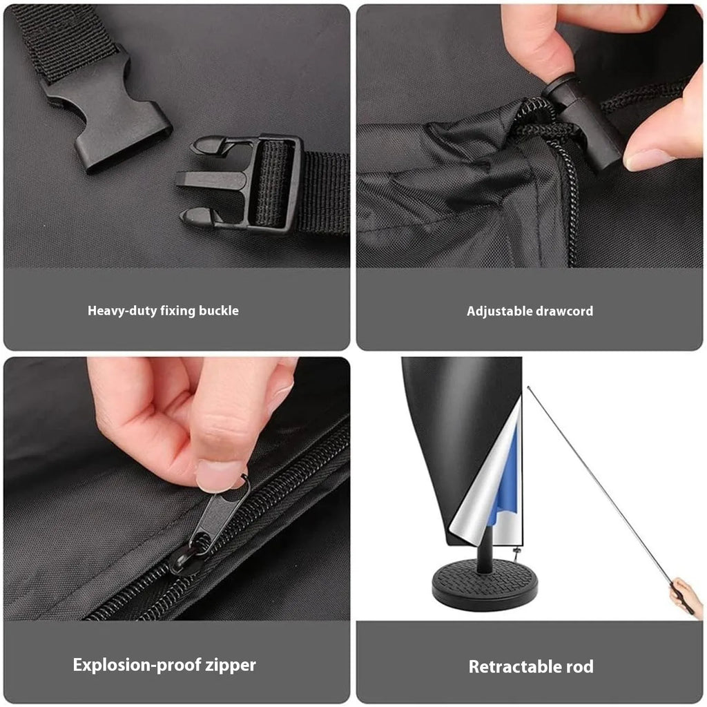 Grey waterproof Oxford cloth cover for a large outdoor offset banana umbrella.