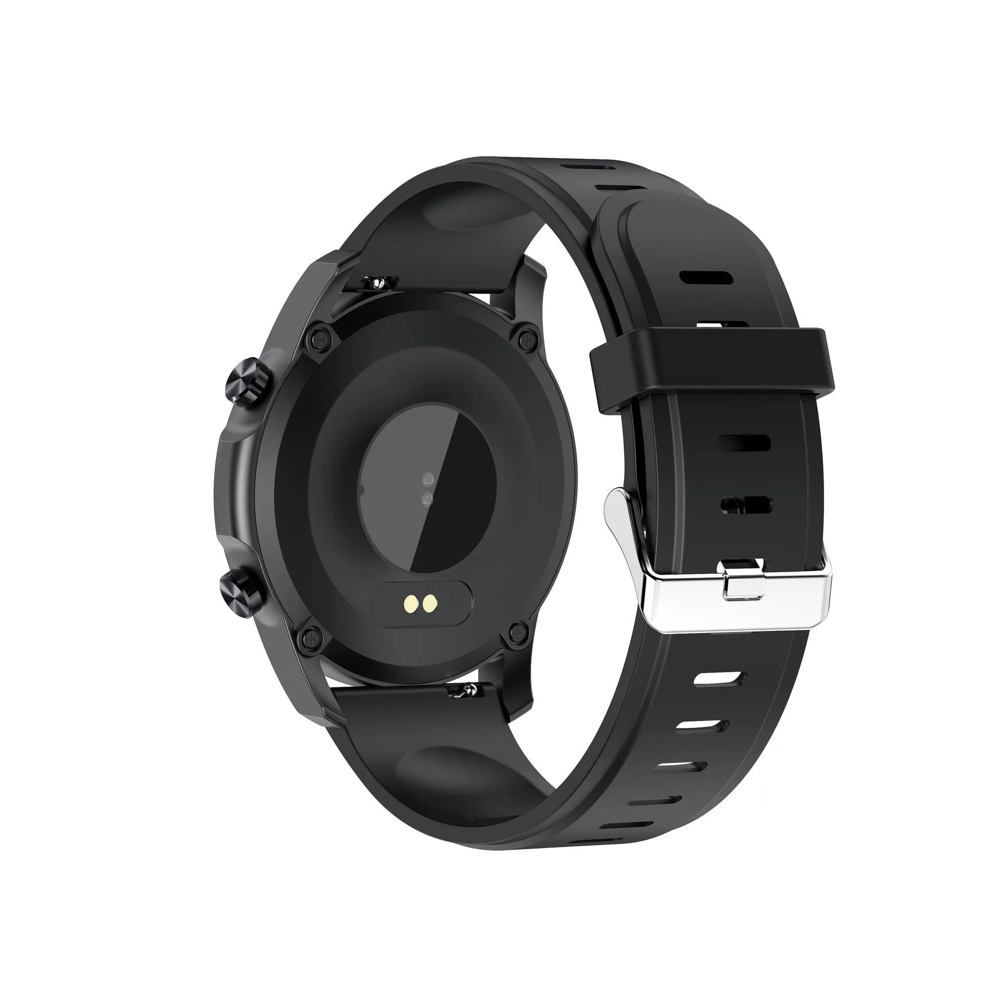 Black or grey smart bracelet with 1.3-inch screen on wrist, showing body temperature display.