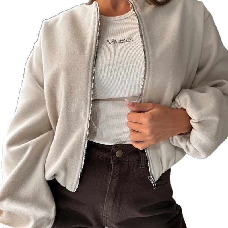 Women's off-shoulder lantern sleeve short coat in polyester casual wear