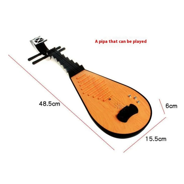 Golden Double Phoenix simulation plastic pipa prop 64.5cm with handmade stickers for Dunhuang dance