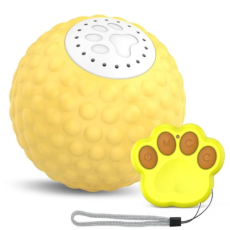 Smart remote control cat toy with rolling ball in blue, green and yellow colour options