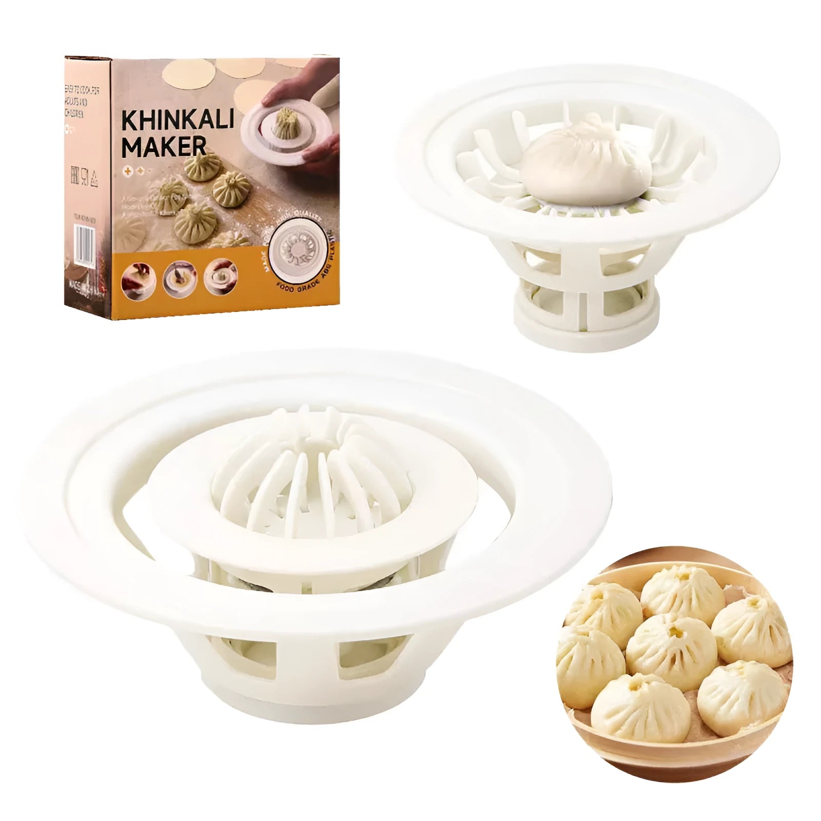 Black Jinkali steamed bun mould set with four pieces for making baozi and dumplings