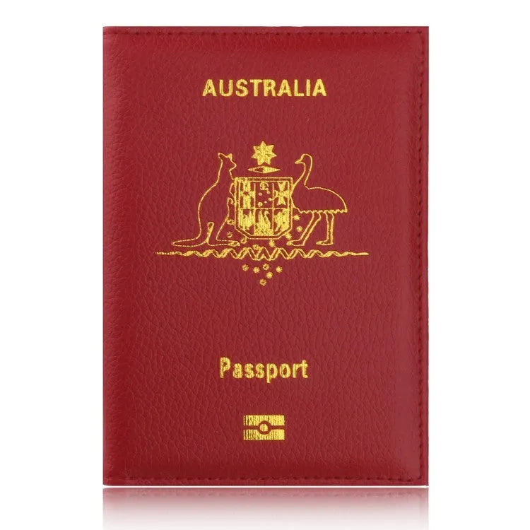 Light blue PU leather card bag with passport and card slots, solid colour European style
