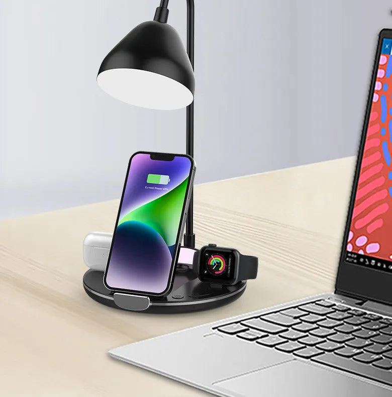 Black and white magnetic folding wireless charger showing compact folded dimensions