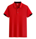 Lapel work polo shirt in black with short sleeves and loose fit, quick-drying polyester fabric for summer use