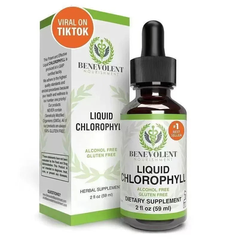 60ml bottle of natural chlorophyll drops for adult body odour and intestinal care