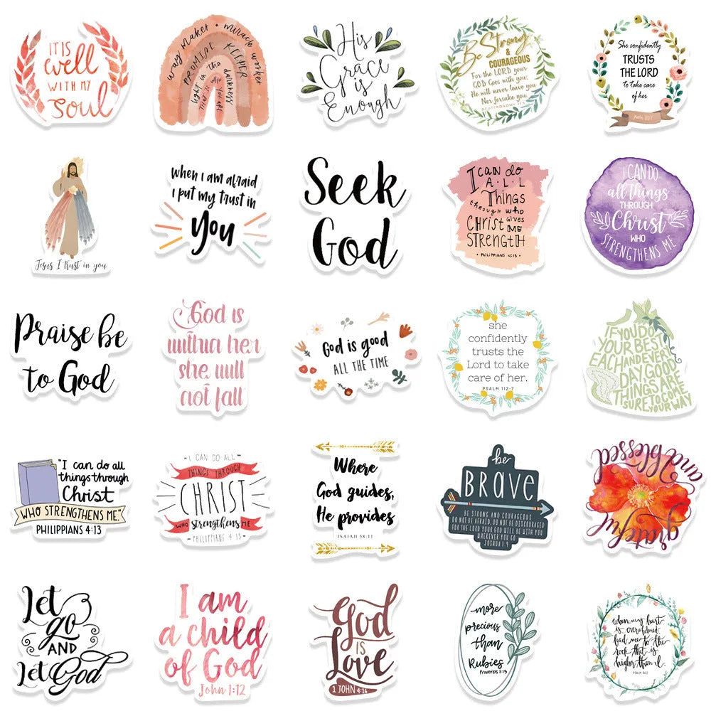 Graffiti stickers pack showing 50 random printed designs for wall decoration and personalisation
