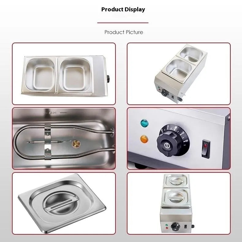 Commercial chocolate melting machine with double pot water insulation heating system