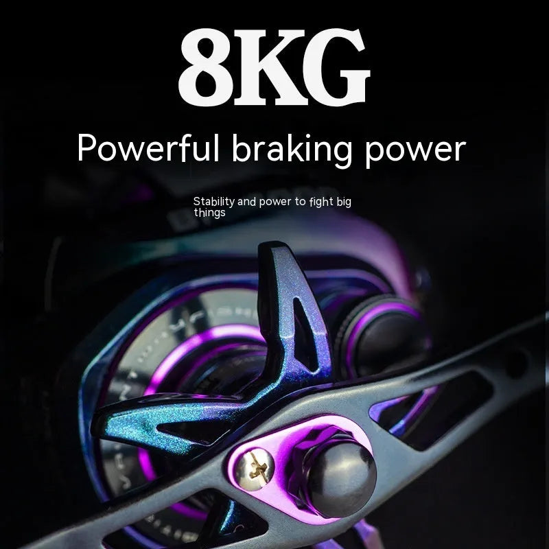 BM2000 graphite fishing reel with magnetic brake, shown in water drop design