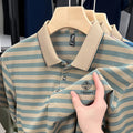 Men's striped casual short sleeve shirt with mosaic pattern in polyester fabric