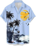Men's camouflage pattern casual shirt in slim fit cardigan style with short sleeves
