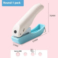 Small manual embossing punch tool showing Love, Star, and round hole shapes for paper crafts