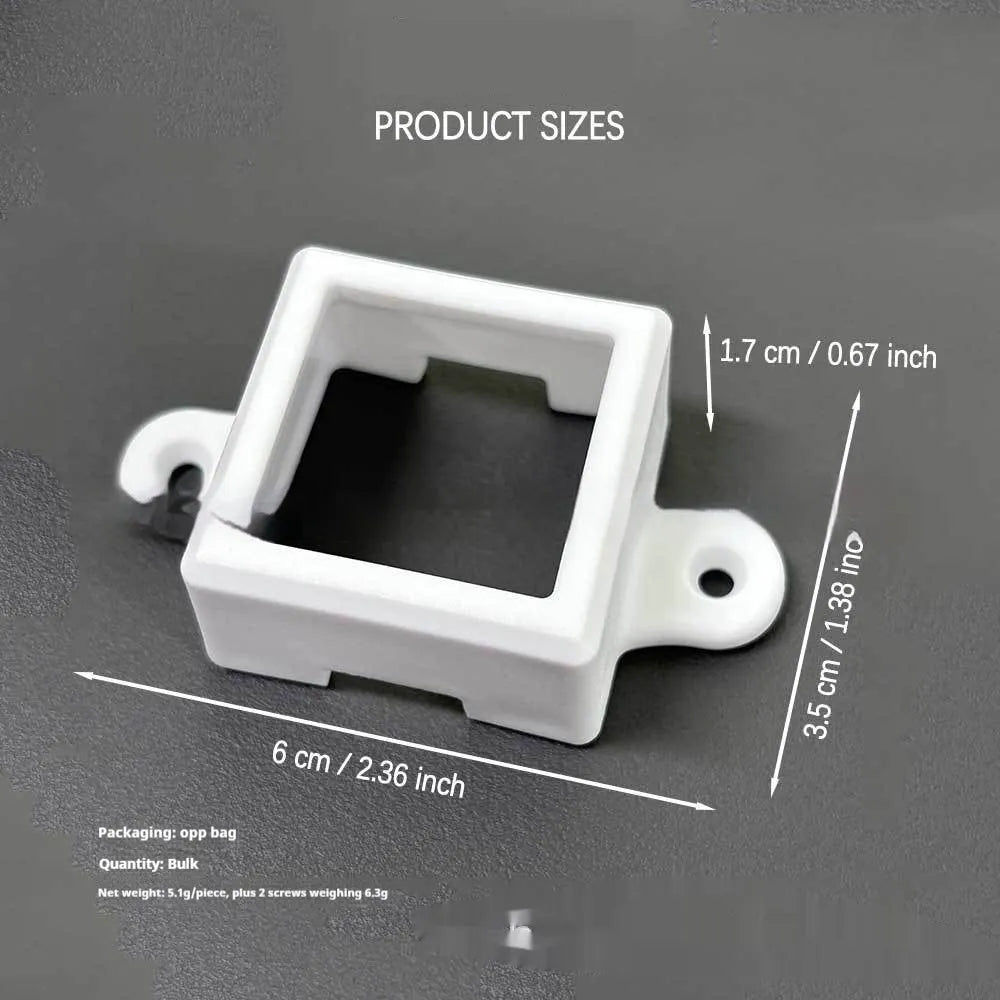 White plastic LED light protective lampshade bracket measuring 1.7cm by 6cm.