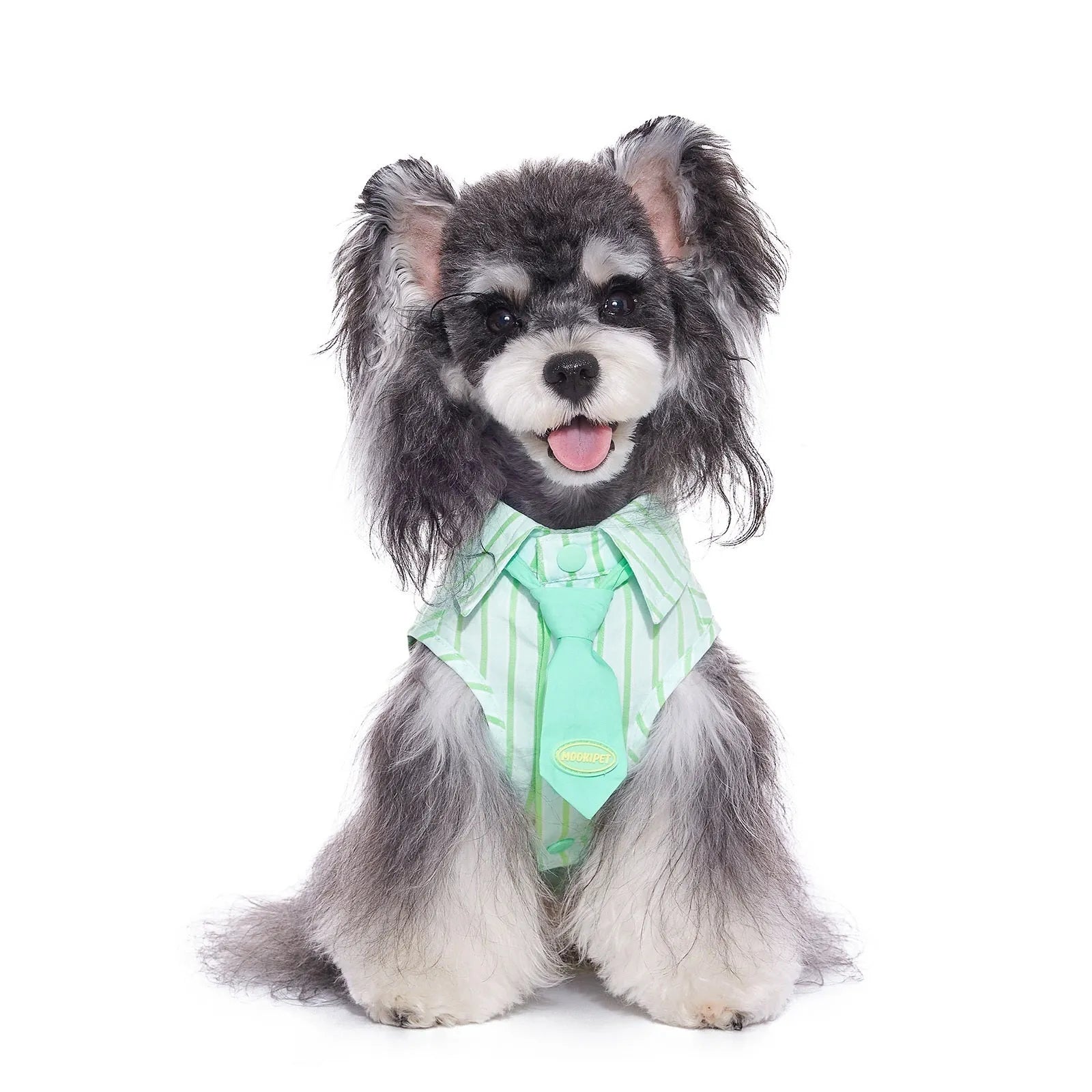 Green 100% cotton thin pet shirt for Teddy Schnauzer dogs, sizes XXS to XXL, casual summer wear