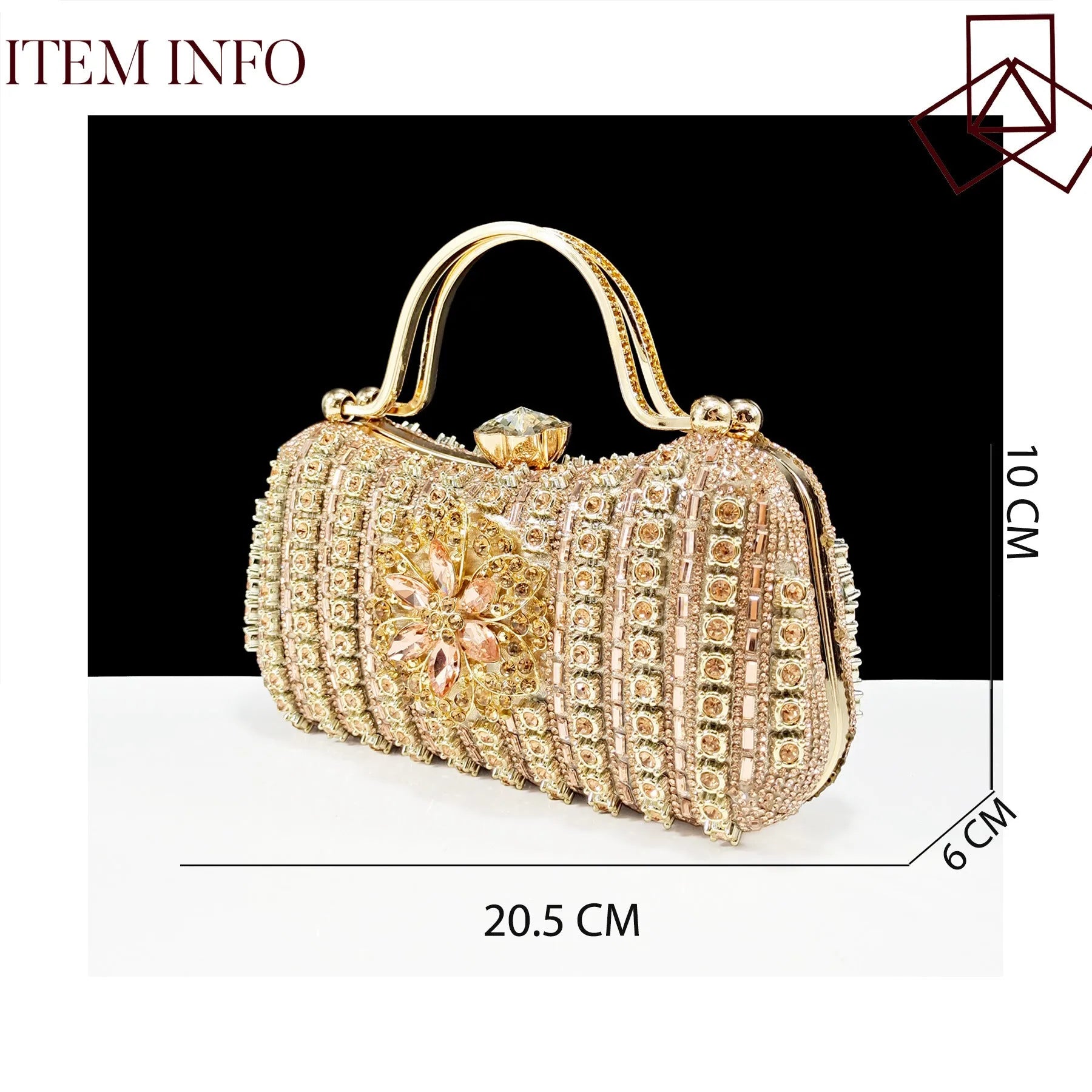 Women's floral high heel shoes with matching clutch bag featuring rhinestones and ankle chain