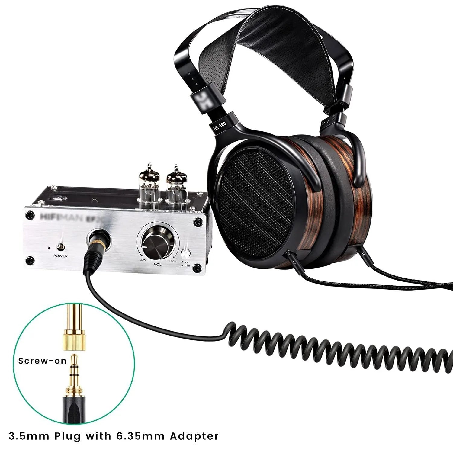 Black replacement headphone cable 1.8m with dual 25mm plugs for HE400i He560
