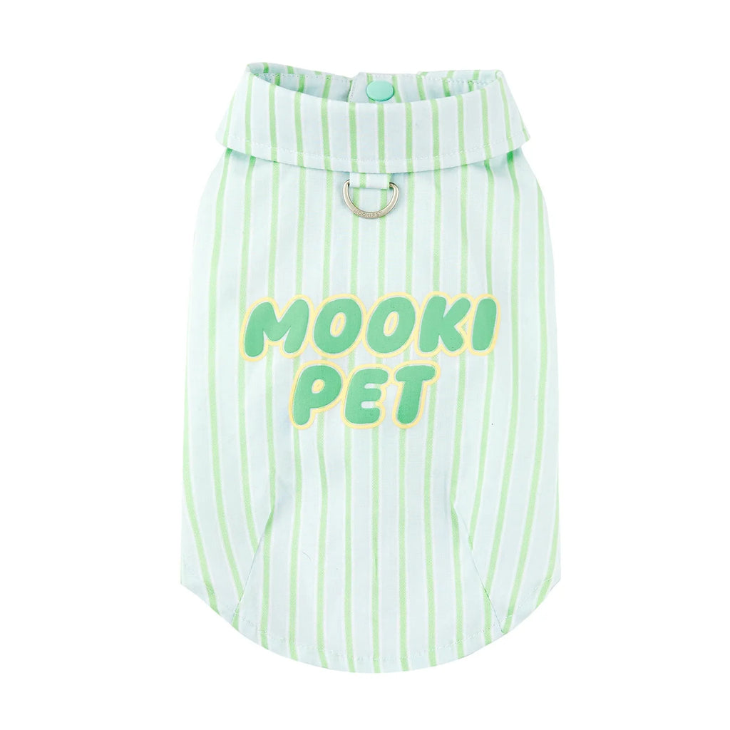 Green 100% cotton thin pet shirt for Teddy Schnauzer dogs, sizes XXS to XXL, casual summer wear