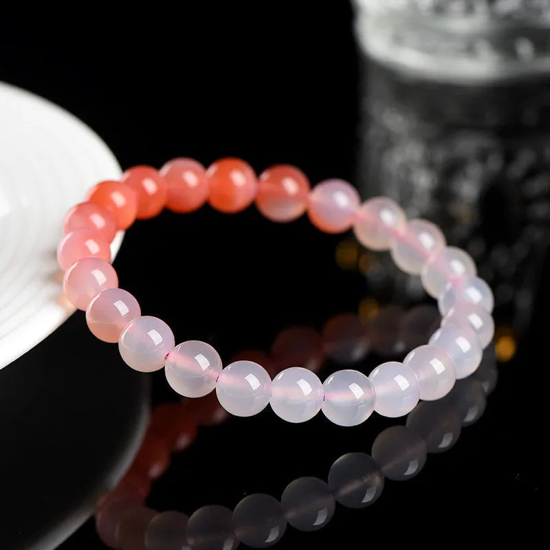 Natural Gradient Yanyuan Agate Bracelet showing geometric beads in a soft gradient salt source colour.