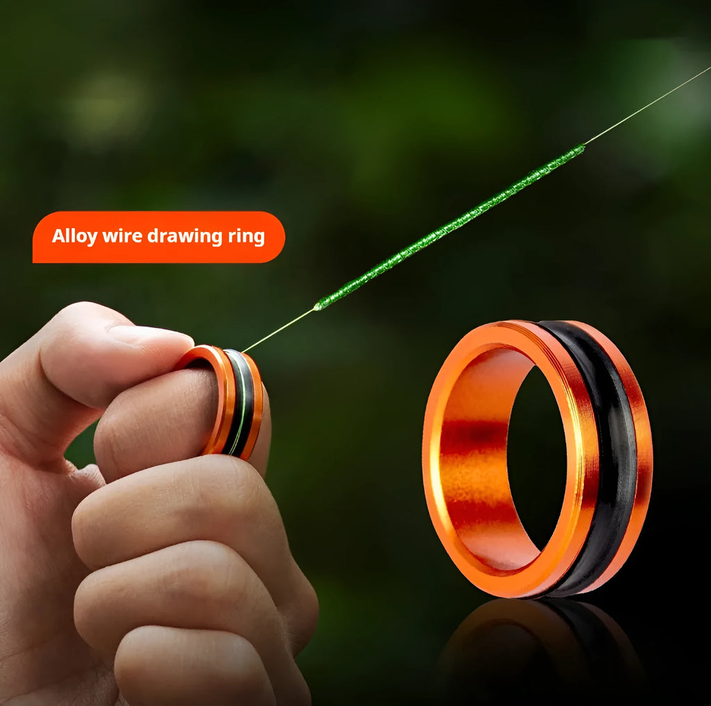 Orange and silver alloy fishing hand guard pull loop with non-slip grip design