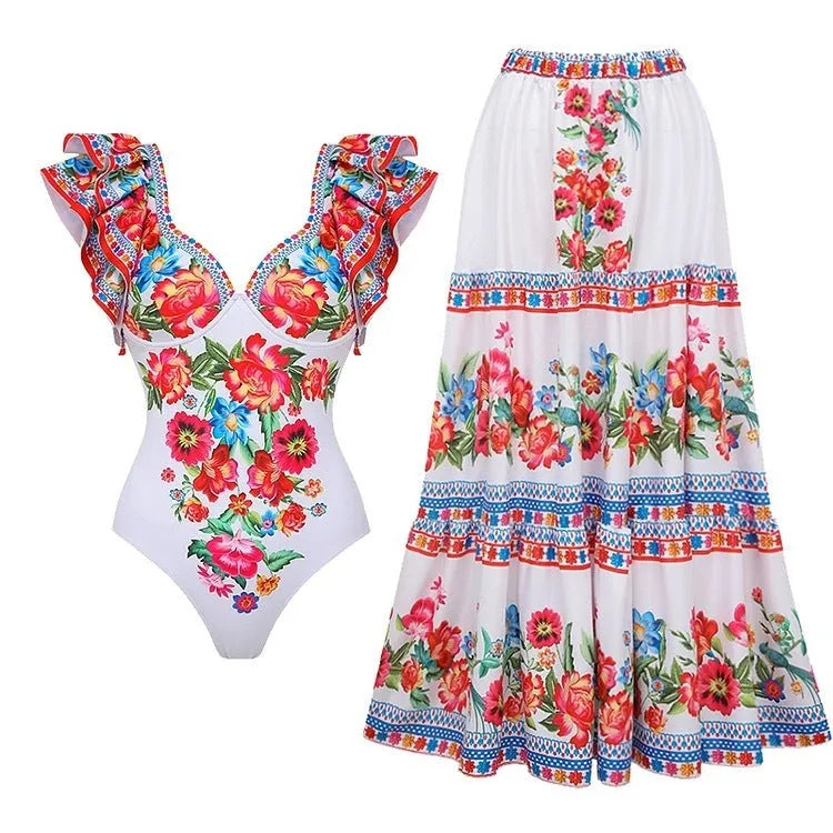 Women's printed polyester one-piece swimsuit suit in multiple colour options