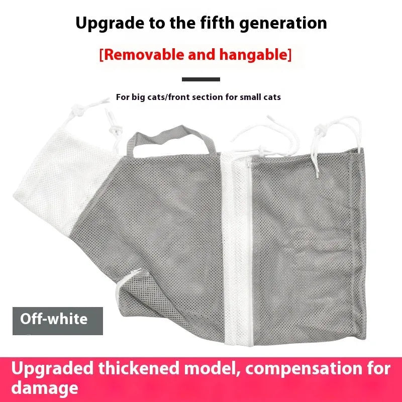 Upgraded fifth-generation cat grooming bag in grey white, green white, or pink white scratch-resistant fabric