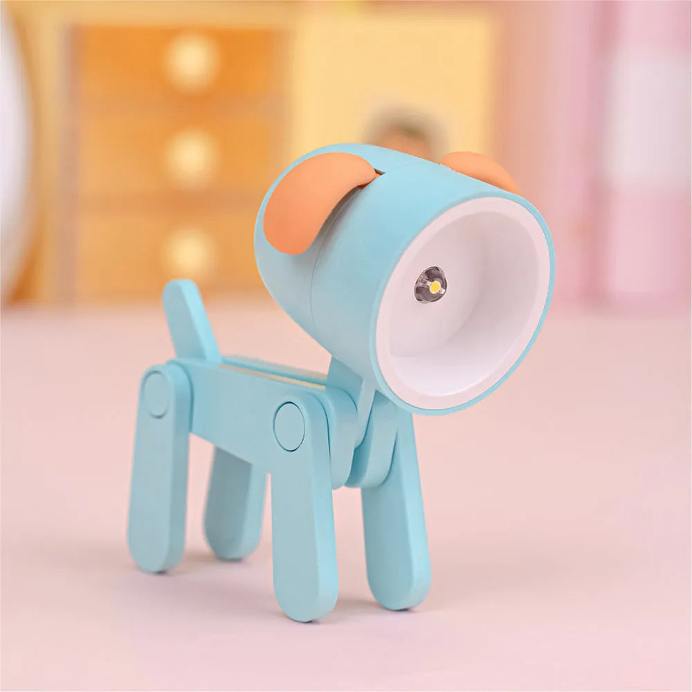 Creative handmade LED mini night lamp with PVC shade in cartoon style, battery operated with button switch