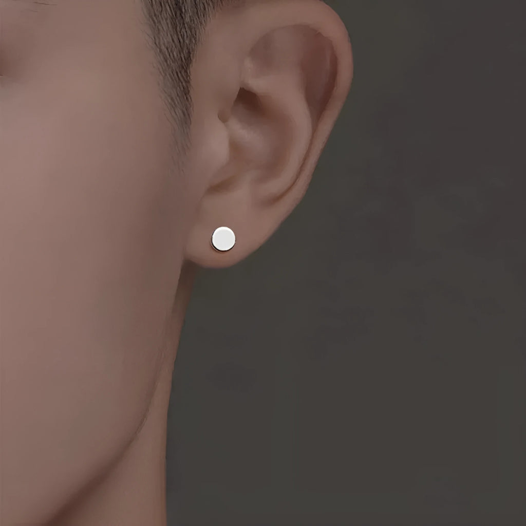 Sterling silver S999 flat ear bone studs in round shape, available in 3mm to 8mm sizes