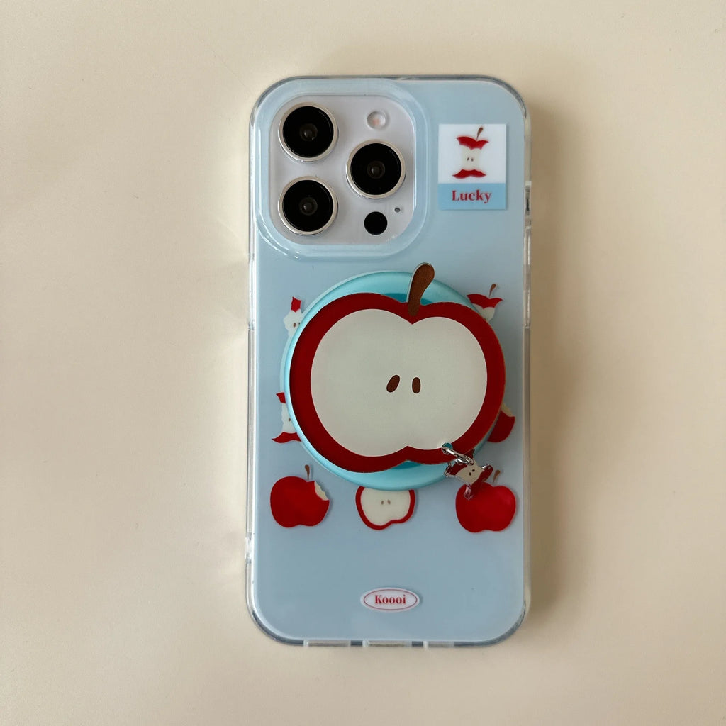 Blue magnetic TPU phone case for iPhone with embossed texture and bracket variant