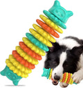 Blue caterpillar-shaped natural rubber dog chew toy for aggressive chewers