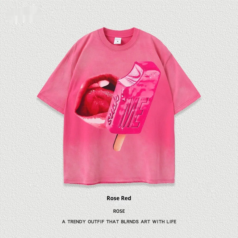 Heavy washed loose fit cotton t-shirt in street style available in multiple colours