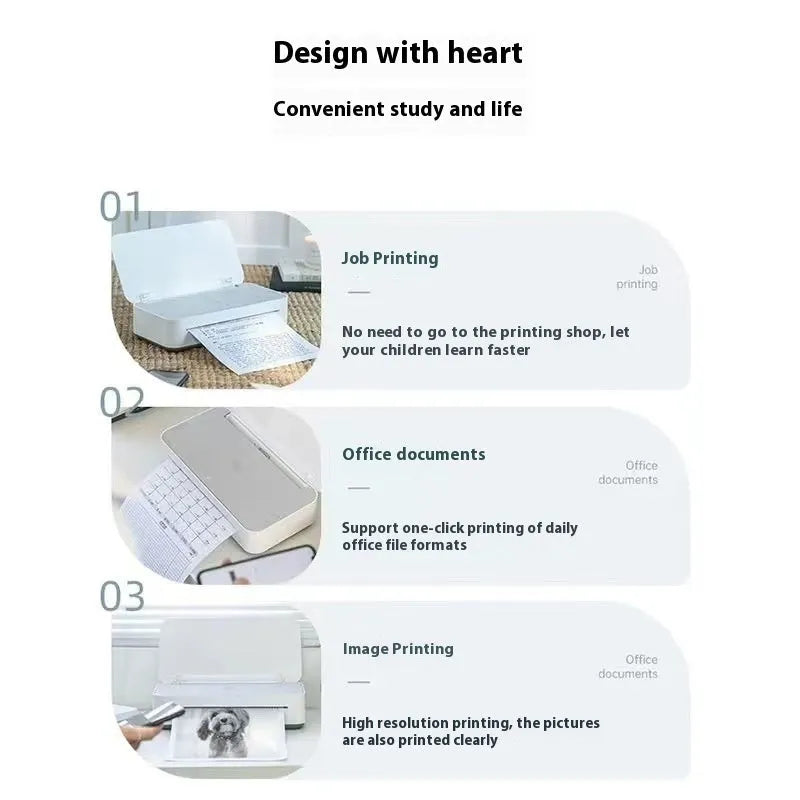 Small plastic thermal ribbon learning printer for remote homework and document printing