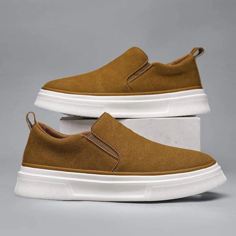 Men's casual cowhide leather round toe shoes with linen lining and foam rubber sole, available in multiple colours and sizes 40-44