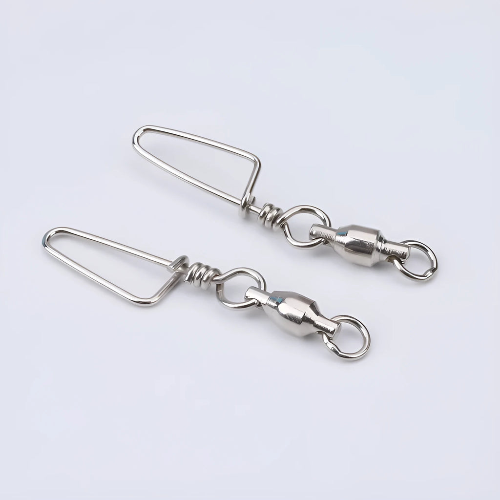 Fishing 8-shaped ring bearing swivel in copper, silver white colour, with 8-shaped ring and bearing mechanism visible
