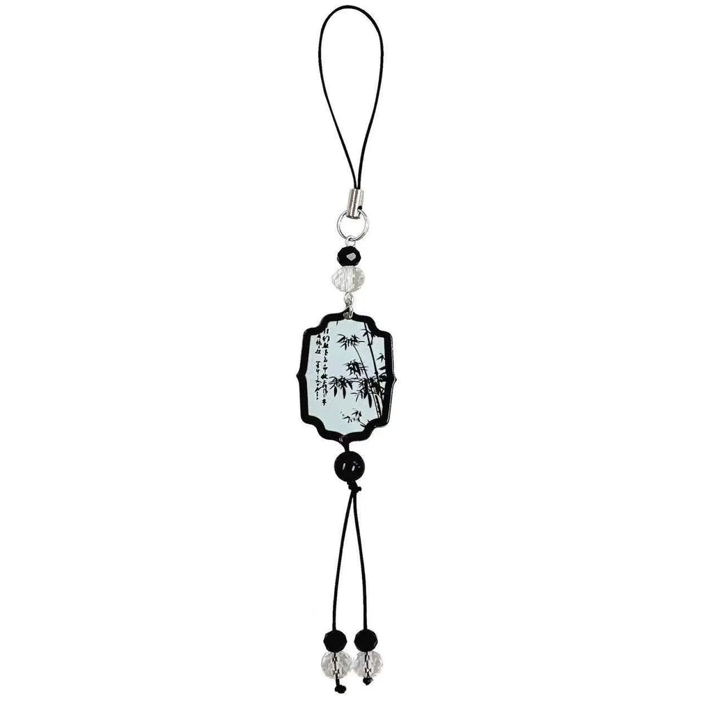 Guofeng Chinese style floral bead pendant keychain with baking varnish finish