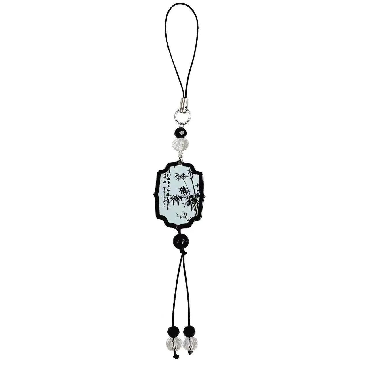 Guofeng Chinese style floral bead pendant keychain with baking varnish finish