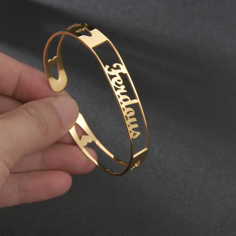 Custom name bracelet stainless steel silver finish with engraved text 6mm width