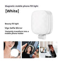 Black and white magnetic mobile phone fill light with mini mirror and three colour temperatures