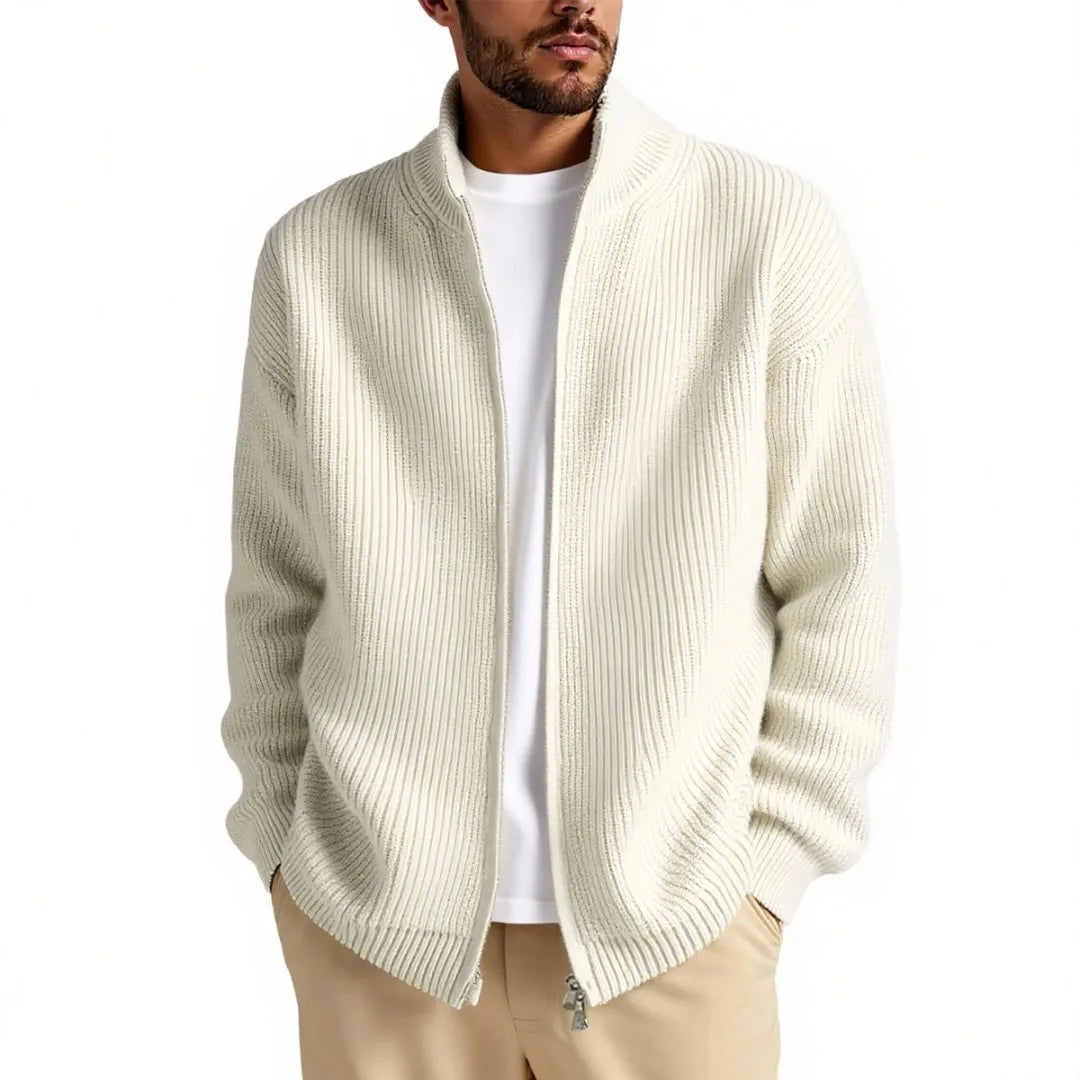 Men's loose fit cardigan sweater in acrylic blend fabric available in five colours