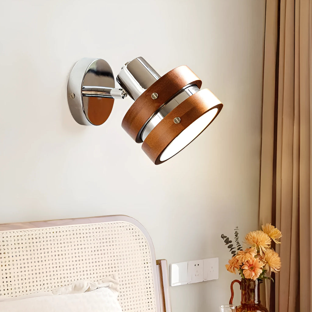 Nordic walnut small wall lamp for bedroom bedside with three colour options