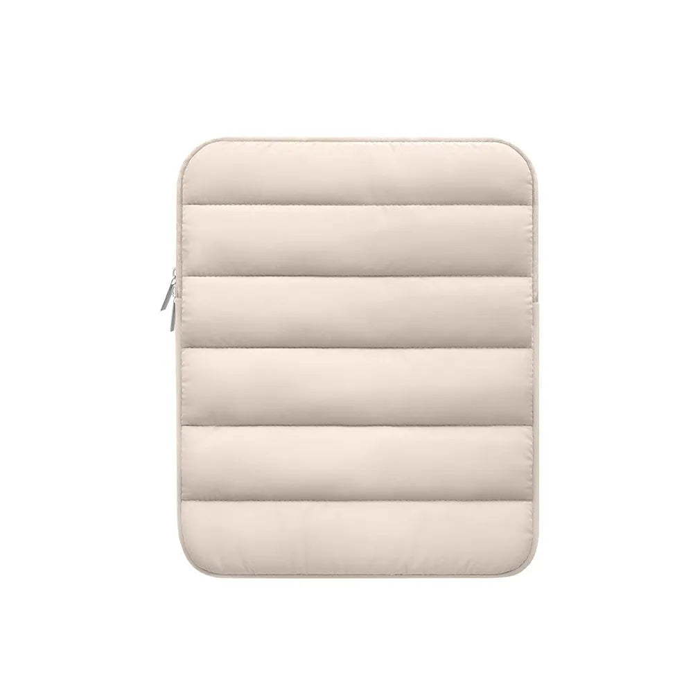 Fluffy puff bag laptop sleeve with elastic sides for 9.7-11 inch devices in black colour