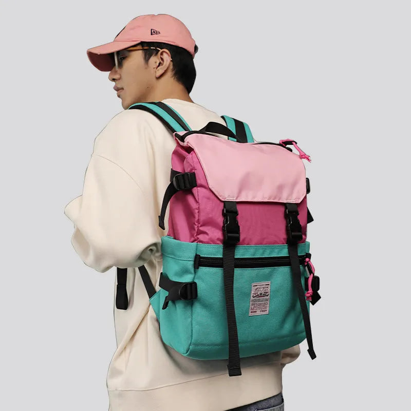 Waterproof flip computer bag with contrast colour design, 16-inch capacity, urban simple style, black colour