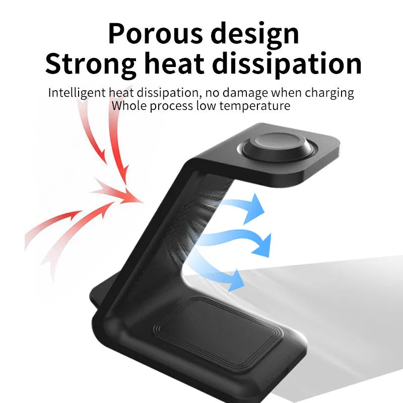 White upright wireless phone charger stand with dual coil technology and Type-C cable