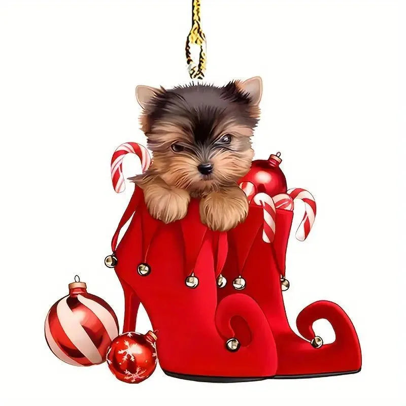 Acrylic cartoon decorative pendant for car interior in colour style 1 showing clear plastic hanging loop