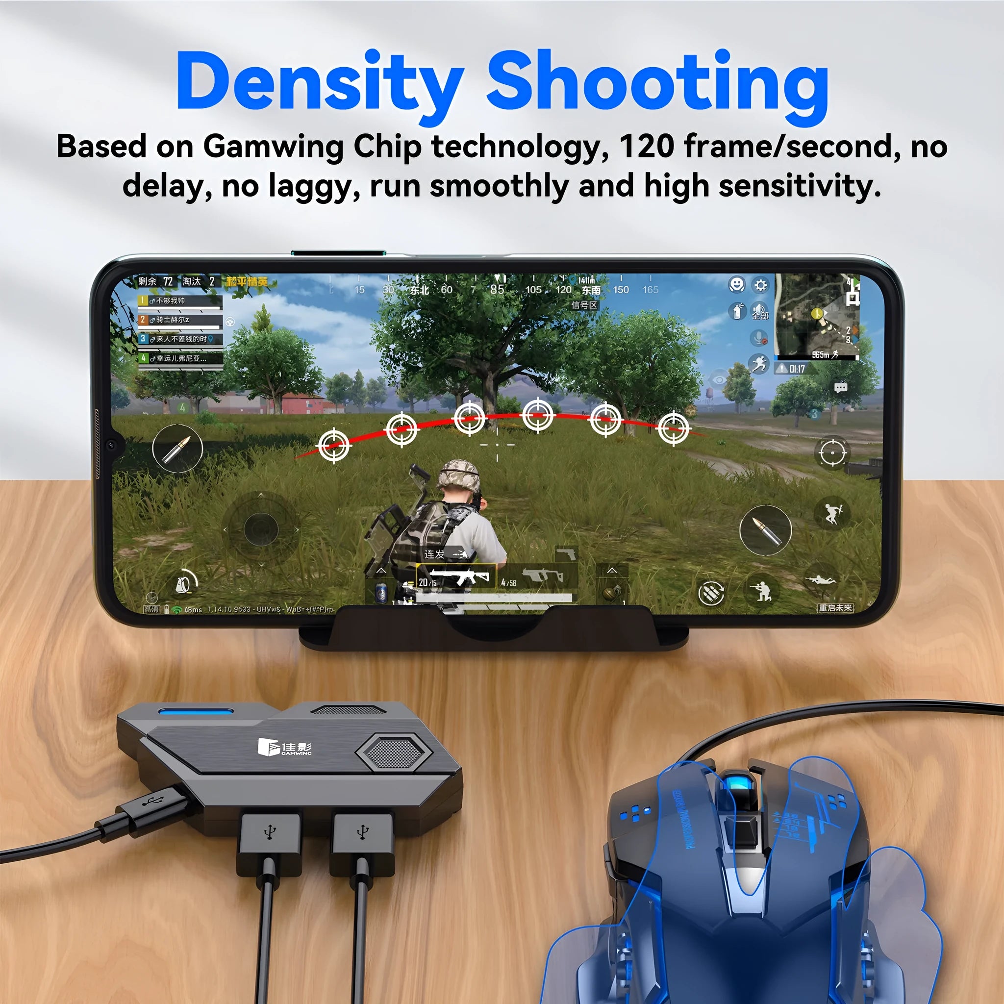 Keyboard mouse converter for mobile gaming with USB interface in official configuration suit colour