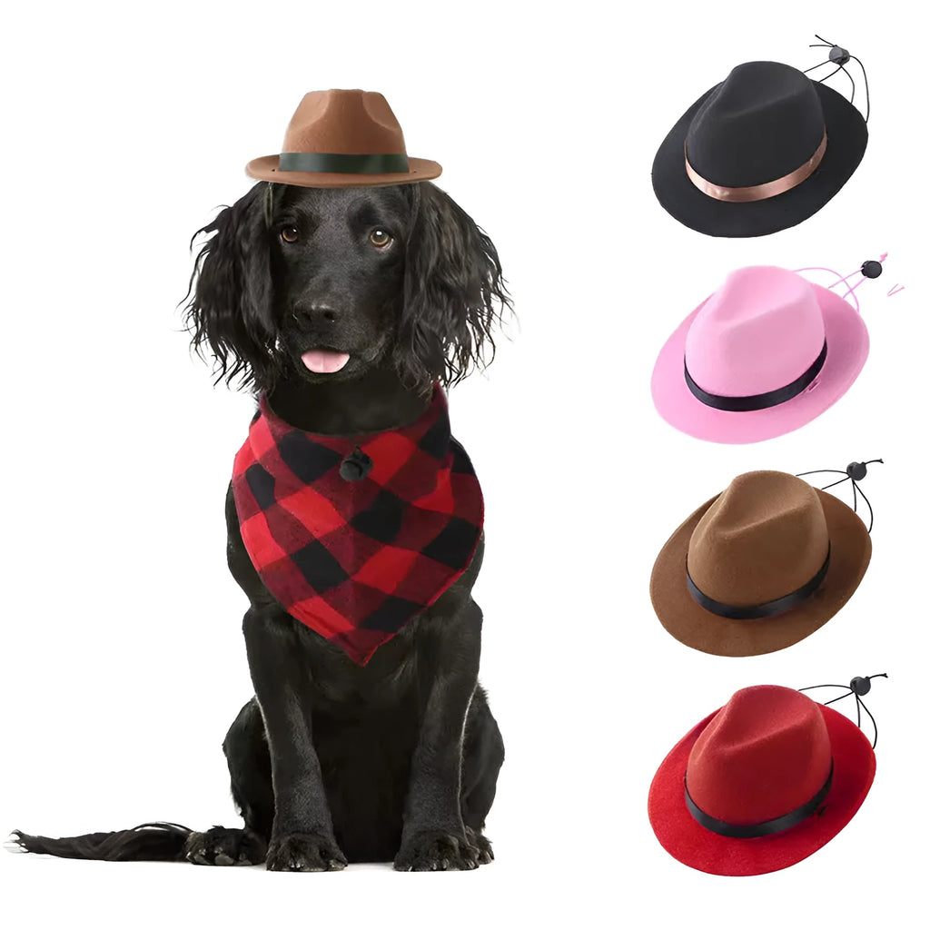 Small S size wool felt pet sun hat with 155cm diameter in pink, black, brown, and red colour options